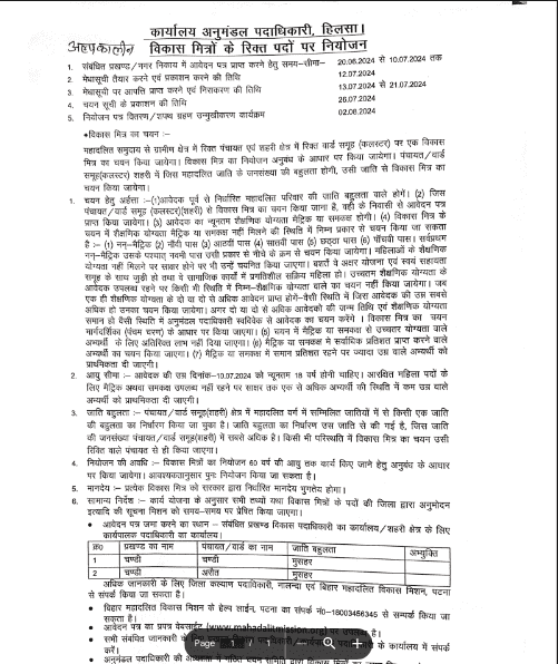 Bihar Vikas Mitra Recruitment 2024: नई बहाली जारी, जानें कितने पदों पर होगी भर्ती और आवेदन की प्रक्रिया